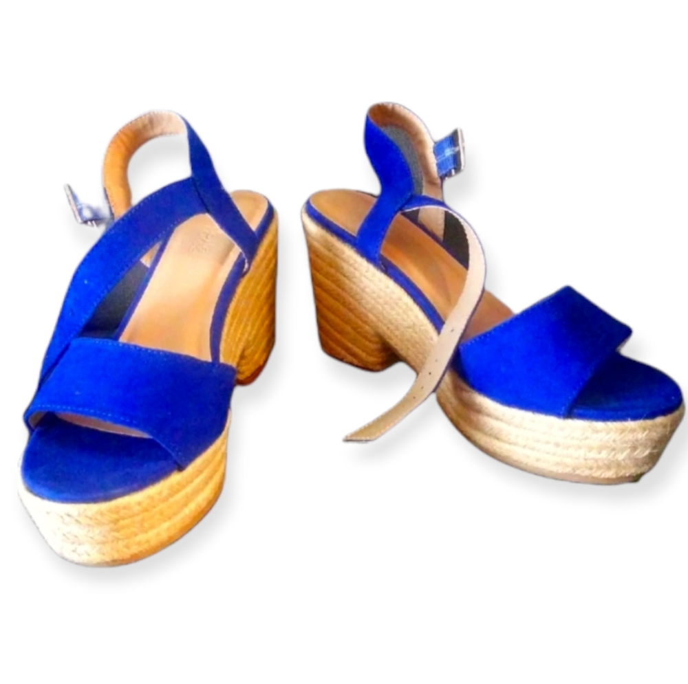 Charlotte russe electric blue y2k chunky platform heels statement size 7